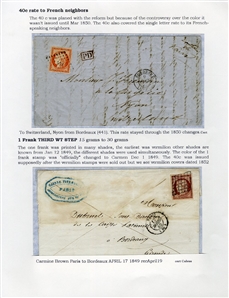LARGE LOTS AND COLLECTIONS WORLDWIDE COVERS and POSTAL HISTORY 1849-1862 First Issue stamps on cover, selection on exhibit pages, showing Austria 1850 1kr yellow on FL from Wien to Graz, 2kr...