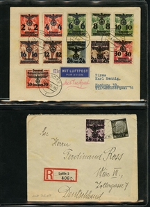 LARGE LOTS AND COLLECTIONS WORLDWIDE COVERS and POSTAL HISTORY 1868-1934 selection of 48 covers or cards, with Aden 1889 uprated registered stationery cover to Hamburg canceled ADEN...
