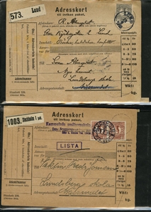 LARGE LOTS AND COLLECTIONS WORLDWIDE COVERS and POSTAL HISTORY 1868-1934 selection of 48 covers or cards, with Aden 1889 uprated registered stationery cover to Hamburg canceled ADEN...