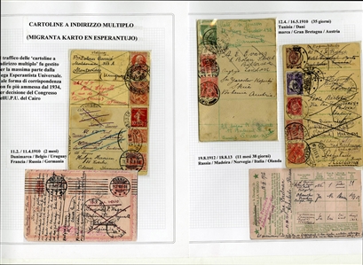 LARGE LOTS AND COLLECTIONS WORLDWIDE COVERS and POSTAL HISTORY  1905-1946 collection of 124 covers and cards, mostly multiple country frankings, Esperanto, Tourist, World Tour and Antarctica...