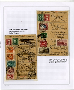 LARGE LOTS AND COLLECTIONS WORLDWIDE COVERS and POSTAL HISTORY  1905-1946 collection of 124 covers and cards, mostly multiple country frankings, Esperanto, Tourist, World Tour and Antarctica...