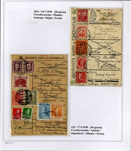 LARGE LOTS AND COLLECTIONS WORLDWIDE COVERS and POSTAL HISTORY  1905-1946 collection of 124 covers and cards, mostly multiple country frankings, Esperanto, Tourist, World Tour and Antarctica...