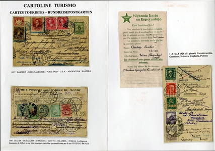 LARGE LOTS AND COLLECTIONS WORLDWIDE COVERS and POSTAL HISTORY  1905-1946 collection of 124 covers and cards, mostly multiple country frankings, Esperanto, Tourist, World Tour and Antarctica...