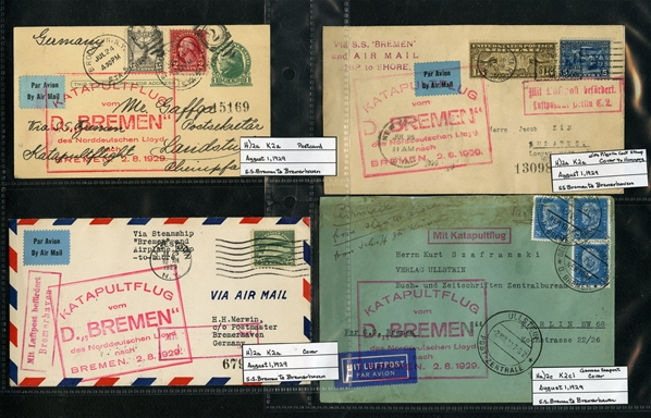 LARGE LOTS AND COLLECTIONS WORLDWIDE COVERS and POSTAL HISTORY Catapult Flights 1932-35 collection of 263 covers or cards, mostly Germany and United States, also Switzerland (5), France (3) and...