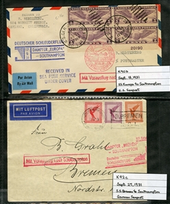 LARGE LOTS AND COLLECTIONS WORLDWIDE COVERS and POSTAL HISTORY Catapult Flights 1932-35 collection of 263 covers or cards, mostly Germany and United States, also Switzerland (5), France (3) and...