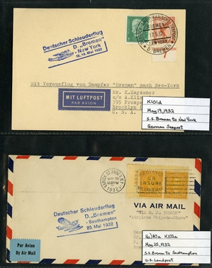 LARGE LOTS AND COLLECTIONS WORLDWIDE COVERS and POSTAL HISTORY Catapult Flights 1932-35 collection of 263 covers or cards, mostly Germany and United States, also Switzerland (5), France (3) and...