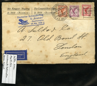 LARGE LOTS AND COLLECTIONS WORLDWIDE COVERS and POSTAL HISTORY Catapult Flights 1932-35 collection of 263 covers or cards, mostly Germany and United States, also Switzerland (5), France (3) and...
