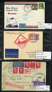 LARGE LOTS AND COLLECTIONS WORLDWIDE COVERS and POSTAL HISTORY Catapult Flights 1932-35 collection of 263 covers or cards, mostly Germany and United States, also Switzerland (5), France (3) and...