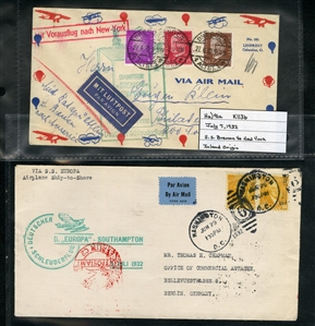 LARGE LOTS AND COLLECTIONS WORLDWIDE COVERS and POSTAL HISTORY Catapult Flights 1932-35 collection of 263 covers or cards, mostly Germany and United States, also Switzerland (5), France (3) and...