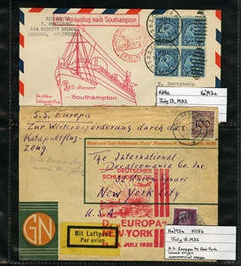 LARGE LOTS AND COLLECTIONS WORLDWIDE COVERS and POSTAL HISTORY Catapult Flights 1932-35 collection of 263 covers or cards, mostly Germany and United States, also Switzerland (5), France (3) and...