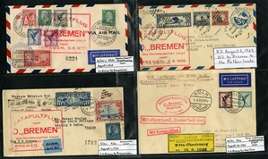 LARGE LOTS AND COLLECTIONS WORLDWIDE COVERS and POSTAL HISTORY Catapult Flights 1932-35 collection of 263 covers or cards, mostly Germany and United States, also Switzerland (5), France (3) and...