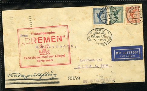 LARGE LOTS AND COLLECTIONS WORLDWIDE COVERS and POSTAL HISTORY Catapult Flights 1932-35 collection of 263 covers or cards, mostly Germany and United States, also Switzerland (5), France (3) and...