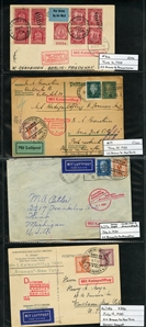 LARGE LOTS AND COLLECTIONS WORLDWIDE COVERS and POSTAL HISTORY Catapult Flights 1932-35 collection of 263 covers or cards, mostly Germany and United States, also Switzerland (5), France (3) and...