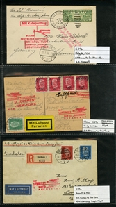 LARGE LOTS AND COLLECTIONS WORLDWIDE COVERS and POSTAL HISTORY Catapult Flights 1932-35 collection of 263 covers or cards, mostly Germany and United States, also Switzerland (5), France (3) and...