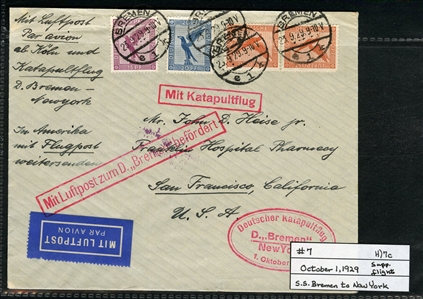 LARGE LOTS AND COLLECTIONS WORLDWIDE COVERS and POSTAL HISTORY Catapult Flights 1932-35 collection of 263 covers or cards, mostly Germany and United States, also Switzerland (5), France (3) and...