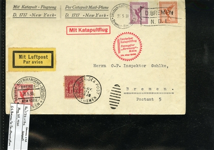 LARGE LOTS AND COLLECTIONS WORLDWIDE COVERS and POSTAL HISTORY Catapult Flights 1932-35 collection of 263 covers or cards, mostly Germany and United States, also Switzerland (5), France (3) and...