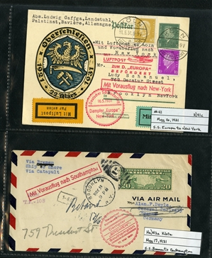 LARGE LOTS AND COLLECTIONS WORLDWIDE COVERS and POSTAL HISTORY Catapult Flights 1932-35 collection of 263 covers or cards, mostly Germany and United States, also Switzerland (5), France (3) and...
