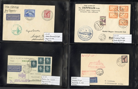 LARGE LOTS AND COLLECTIONS WORLDWIDE COVERS and POSTAL HISTORY Zeppelin Flights 1912-1935 collection of 110 covers and cards, mostly Germany, with 1912 Schwaben card, all Zeppelin Issues on...