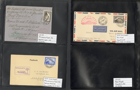 LARGE LOTS AND COLLECTIONS WORLDWIDE COVERS and POSTAL HISTORY Zeppelin Flights 1912-1935 collection of 110 covers and cards, mostly Germany, with 1912 Schwaben card, all Zeppelin Issues on...
