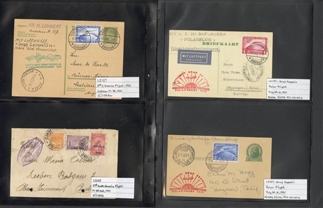 LARGE LOTS AND COLLECTIONS WORLDWIDE COVERS and POSTAL HISTORY Zeppelin Flights 1912-1935 collection of 110 covers and cards, mostly Germany, with 1912 Schwaben card, all Zeppelin Issues on...