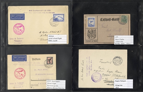LARGE LOTS AND COLLECTIONS WORLDWIDE COVERS and POSTAL HISTORY Zeppelin Flights 1912-1935 collection of 110 covers and cards, mostly Germany, with 1912 Schwaben card, all Zeppelin Issues on...
