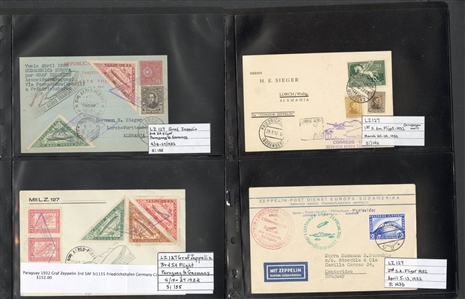 LARGE LOTS AND COLLECTIONS WORLDWIDE COVERS and POSTAL HISTORY Zeppelin Flights 1912-1935 collection of 110 covers and cards, mostly Germany, with 1912 Schwaben card, all Zeppelin Issues on...