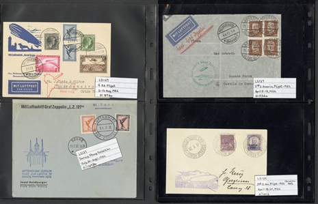 LARGE LOTS AND COLLECTIONS WORLDWIDE COVERS and POSTAL HISTORY Zeppelin Flights 1912-1935 collection of 110 covers and cards, mostly Germany, with 1912 Schwaben card, all Zeppelin Issues on...