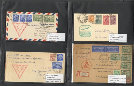 LARGE LOTS AND COLLECTIONS WORLDWIDE COVERS and POSTAL HISTORY Zeppelin Flights 1912-1935 collection of 110 covers and cards, mostly Germany, with 1912 Schwaben card, all Zeppelin Issues on...