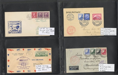 LARGE LOTS AND COLLECTIONS WORLDWIDE COVERS and POSTAL HISTORY Zeppelin Flights 1912-1935 collection of 110 covers and cards, mostly Germany, with 1912 Schwaben card, all Zeppelin Issues on...
