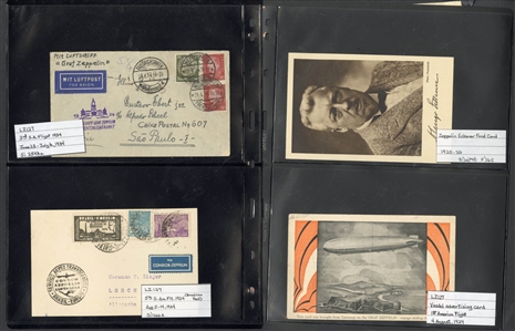 LARGE LOTS AND COLLECTIONS WORLDWIDE COVERS and POSTAL HISTORY Zeppelin Flights 1912-1935 collection of 110 covers and cards, mostly Germany, with 1912 Schwaben card, all Zeppelin Issues on...