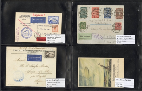 LARGE LOTS AND COLLECTIONS WORLDWIDE COVERS and POSTAL HISTORY Zeppelin Flights 1912-1935 collection of 110 covers and cards, mostly Germany, with 1912 Schwaben card, all Zeppelin Issues on...