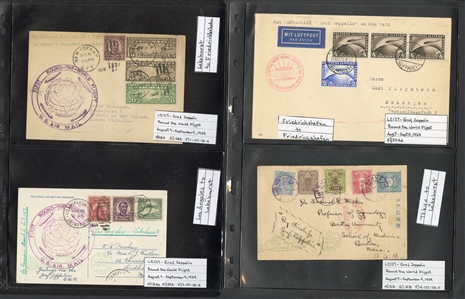 LARGE LOTS AND COLLECTIONS WORLDWIDE COVERS and POSTAL HISTORY Zeppelin Flights 1912-1935 collection of 110 covers and cards, mostly Germany, with 1912 Schwaben card, all Zeppelin Issues on...
