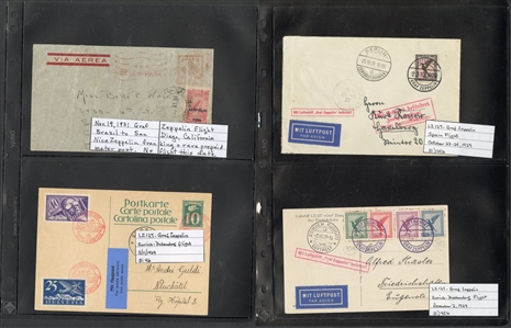 LARGE LOTS AND COLLECTIONS WORLDWIDE COVERS and POSTAL HISTORY Zeppelin Flights 1912-1935 collection of 110 covers and cards, mostly Germany, with 1912 Schwaben card, all Zeppelin Issues on...
