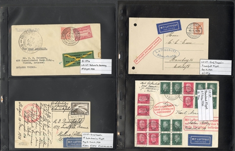 LARGE LOTS AND COLLECTIONS WORLDWIDE COVERS and POSTAL HISTORY Zeppelin Flights 1912-1935 collection of 110 covers and cards, mostly Germany, with 1912 Schwaben card, all Zeppelin Issues on...