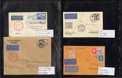 LARGE LOTS AND COLLECTIONS WORLDWIDE COVERS and POSTAL HISTORY Zeppelin Flights 1912-1935 collection of 110 covers and cards, mostly Germany, with 1912 Schwaben card, all Zeppelin Issues on...