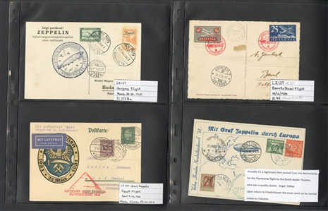 LARGE LOTS AND COLLECTIONS WORLDWIDE COVERS and POSTAL HISTORY Zeppelin Flights 1912-1935 collection of 110 covers and cards, mostly Germany, with 1912 Schwaben card, all Zeppelin Issues on...